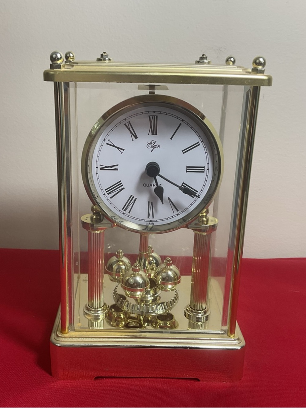 Elgin Quartz Anniversary Mantel Clock – Made in Japan, Classic Gold Tone